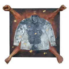 Renz Baluyot, Untitled, mixed media and found objects on wood