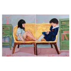 Aiya Balingit, Thank you for the Food that my Soul Needs (Diptych), oil on canvas