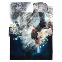 Benjie Torrado, Migration II Relief, engraving drypoint monotype lithograph with hand-colored watercolor