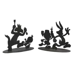 Tex Welch, a. Sylvester and Tweety b. Bugs Bunny, b.) black wrought iron<br /> 538/1200<br /> 9 1/4" x 11" x 5" (23 cm x 28 cm x 13 cm)