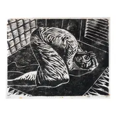 Elmer Borlongan, Encounter, woodcut print