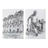 A. Sarmiento, a.) Taal Batangas Church b.) Shoemaker, pen and ink on paper