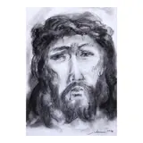 Salvador Juban, Jesus Christ, charcoal on paper