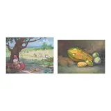 a.) Ben Alano b.) J.D Castro, a.) Planting Rice  b.) Still Life, oil on canvas