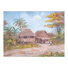 Isidro Panlasigui, Bahay Kubo, Oil on wood