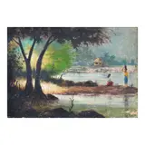 Riverscape by Unidentified artist, oil on canvas, offered Jul 2024