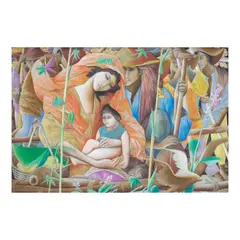 Family by Tam Austria, oil and graphite on canvas, offered Jul 2024