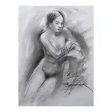 Fred Baldemor, Nude, charcoal on paper<br />