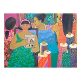 Hermès Alègrè, Market Scene, oil on canvas