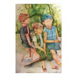 Lourdes Morales Cabrera, Tiboli Kids At Play, oil on canvas