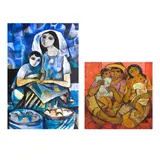 a.) Mother and Child b.) Pamilya by Roger San Miguel, oil on canvas, offered Jul 2024