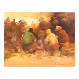 Market Scene by Cesar Buenaventura, oil on canvas, offered Jul 2024