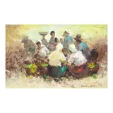 Market Vendors by Cesar Buenaventura, oil on canvas, offered Jul 2024