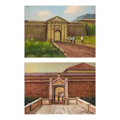 a.) Real Gate b.) Postigo Gate by J.D. Castro, oil on canvas, offered Jul 2024