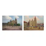 J.D. Castro, a.) Sta.Cruz Church b.) Binondo Church, oil on canvas