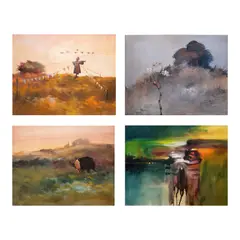 Edgar Doctor, a.) Scarecrow b.) Untitled c.) Oracion d.) Abstract, oil on canvas