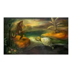 Froilan Calayag, The Monkey and the Tortoise, oil on canvas