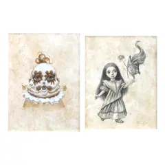 Luis Lorenzana, a.) Untitled (Clown b.) Untitled (Girl with Flower), graphite and watercolor on paper