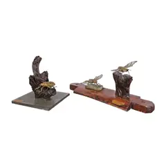 a.) Untitled b.) Untitled by Malonel, brass and hardwood, offered Jul 2024