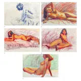 Gamaliel Subang, a.) Nude b.) Nude c.) Nude d.) Nude e.) Nude, a.) pen and ink on paper<br /> b.) pastel on paper<br /> c.) pastel on paper<br /> d.) pastel on paper<br /> e.) pastel on paper