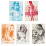 Gamaliel Subang, a.) Nude b.) Nude c.) Nude d.) Nude e.) Nude, a.) pastel on paper<br /> b.) pastel on paper<br /> c.) pastel on paper<br /> d.) pastel on paper<br /> e.) pastel on paper