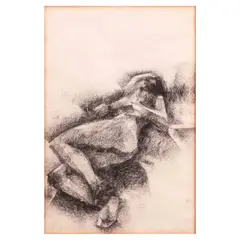 Nude by Solomon Saprid, charcoal on paper, offered Apr 2024