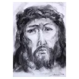 Salvador Juban, Jesus Christ, charcoal on paper