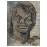 Romulo Olazo, Portrait of a Man, charcoal on paper