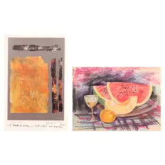 Raul Isidro, a.) Stone Age b.) Still Life, a.) offset lithograph<br /> b.) pastel on paper