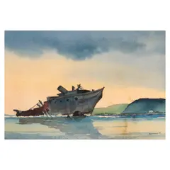 A Ship by El Mariano, watercolor on paper, offered Apr 2024