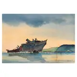 El Mariano, A Ship, watercolor on paper