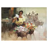 Mabini School, Flower Vendor, oil on canvas