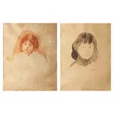Juan Luna, a.) Portrait of Maria de La Paz, nicknamed "Bibi" b.) Portrait of Andres, nicknamed "Luling", a.) watercolor on paper <br /> b.) watercolor on paper