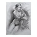 Fred Baldemor, Nude, charcoal on paper<br />