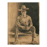 Abtus Talastas, Seated Figure, graphite on paper