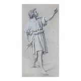 Giacomo Grandi, Study of Man Standing, crayon and charcoal on dry paper