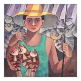 Fisherman by Paco Gorospe, oil on canvas, offered Apr 2024