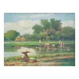 Farmers by Cesar Buenaventura, oil on canvas, offered Apr 2024