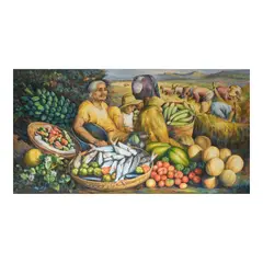 Jose Blanco, Vendors, oil on canvas