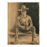 Abtus Talastas, Seated Figure, graphite on paper