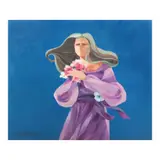 Woman with Flowers by Oscar Zalameda, oil on canvas, offered Jan 2024