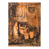 Onib Olmedo, Untitled (Native Kitchen), ink wash on paper board