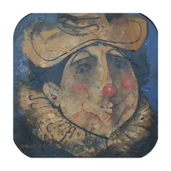 Clown by Paco Gorospe, oil on wood, offered Jan 2024