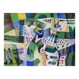 Green Composition IV by Paco Gorospe, oil on canvas, offered Jan 2024