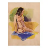Rafael Asuncion, Nude, watercolor on paper