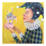 Daisy Carlos, Harlequin and Music Box, oil on canvas