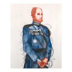 Julius Redillas, Portrait 7 (General), watercolor on bamboo paper