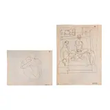 Vicente Manansala, a) Untitled b) Untitled, pen and ink on paper