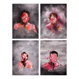 John Carigma, a.) Hanap ay Laya 
b.) Insanity 
c.) Detached 
d.) Sinag, acrylic on canvas each