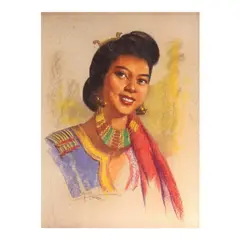 Simon Saulog, Portrait of a Lady, pastel on canvas paper